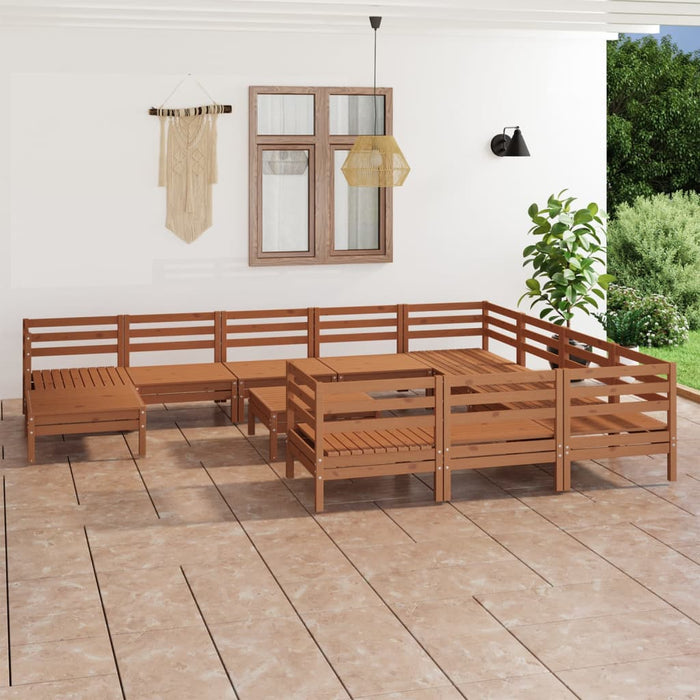 Set mobilier grădină, 12 piese, maro miere, lemn masiv de pin WALTI