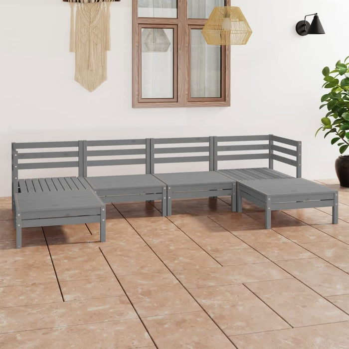 Set mobilier de grădină, 6 piese, gri, lemn masiv de pin - WALTI WALTI
