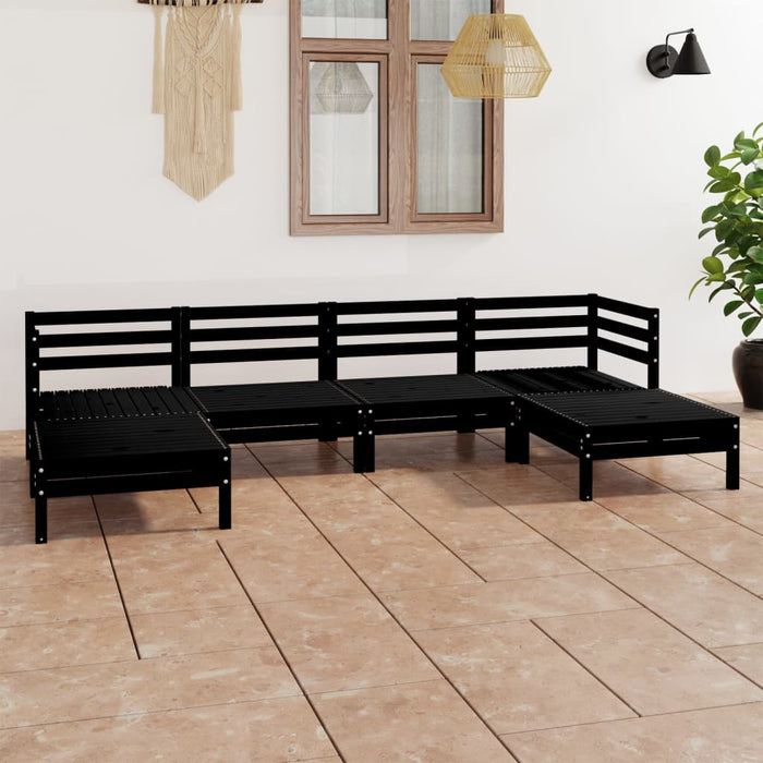 Set mobilier de grădină, 6 piese, negru, lemn masiv de pin WALTI