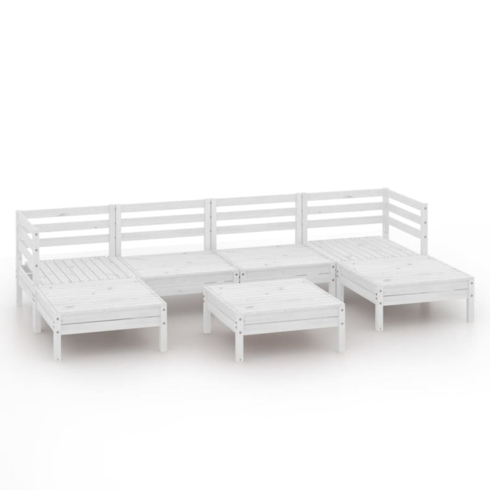 Set mobilier de grădină, 7 piese, alb, lemn masiv de pin - WALTI WALTI