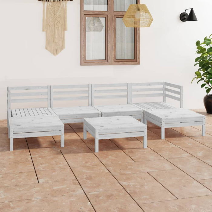 Set mobilier de grădină, 7 piese, alb, lemn masiv de pin - WALTI WALTI