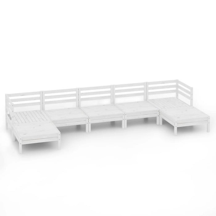 Set mobilier de grădină, 7 piese, alb, lemn masiv de pin - WALTI WALTI