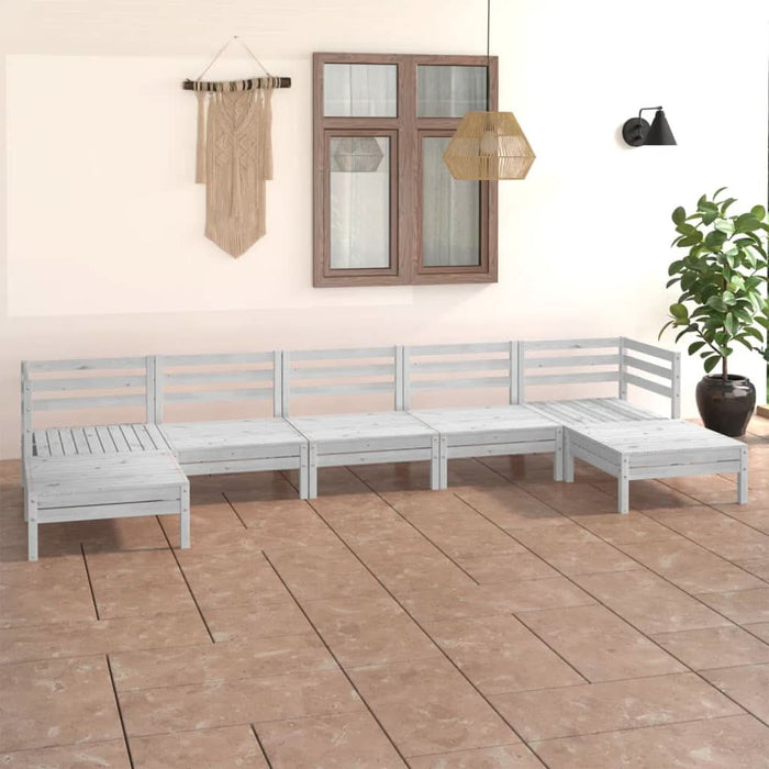 Set mobilier de grădină, 7 piese, alb, lemn masiv de pin - WALTI WALTI