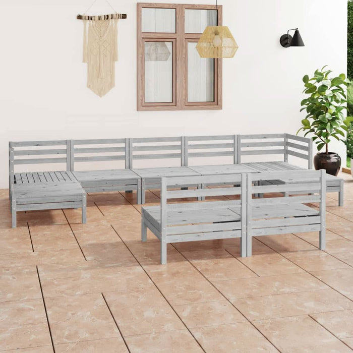 Set mobilier de grădină, 9 piese, alb, lemn masiv de pin - WALTI WALTI
