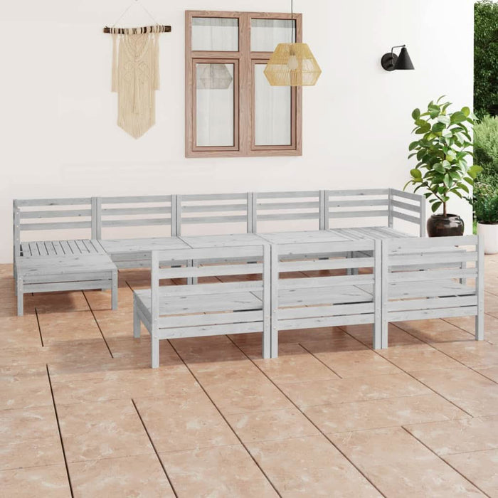 Set mobilier de grădină, 10 piese, alb, lemn masiv de pin - WALTI WALTI