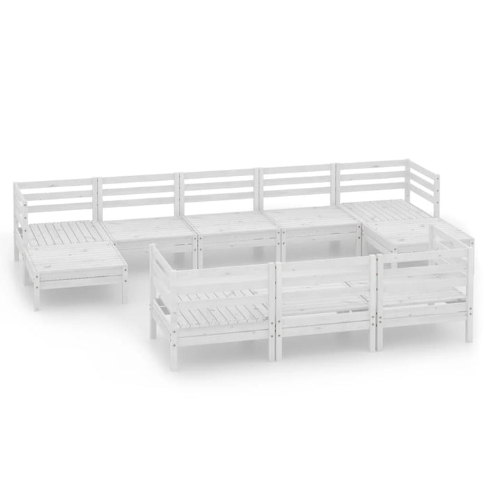 Set mobilier relaxare grădină, 10 piese, alb, lemn masiv de pin - WALTI WALTI