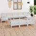 Set mobilier relaxare grădină, 10 piese, alb, lemn masiv de pin - WALTI WALTI