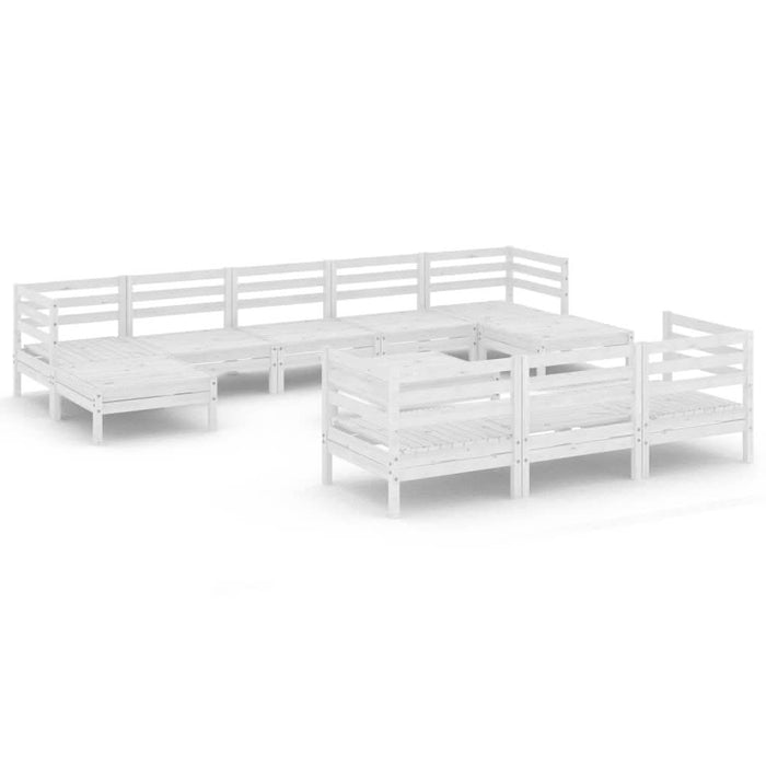 Set mobilier de grădină, 11 piese, alb, lemn masiv de pin - WALTI WALTI