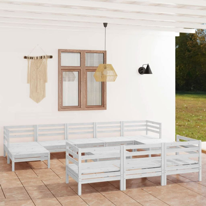 Set mobilier de grădină, 11 piese, alb, lemn masiv de pin - WALTI WALTI
