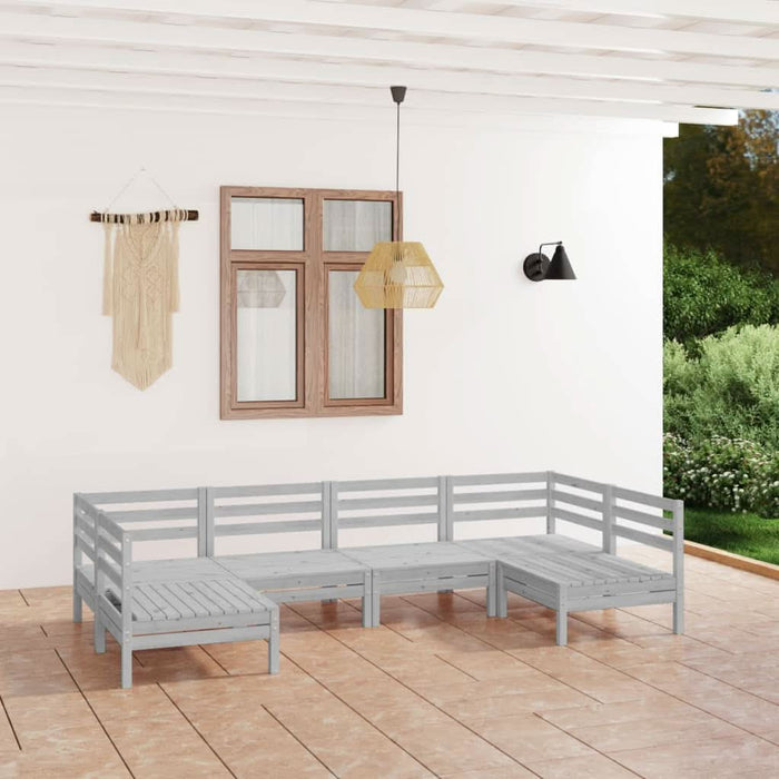 Set mobilier de grădină, 6 piese, alb, lemn masiv de pin - WALTI WALTI