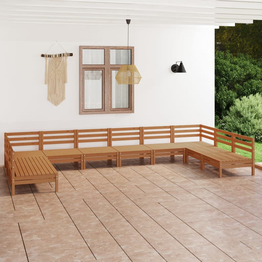 Set relaxare de grădină, 10 piese, maro miere, lemn masiv pin - WALTI WALTI