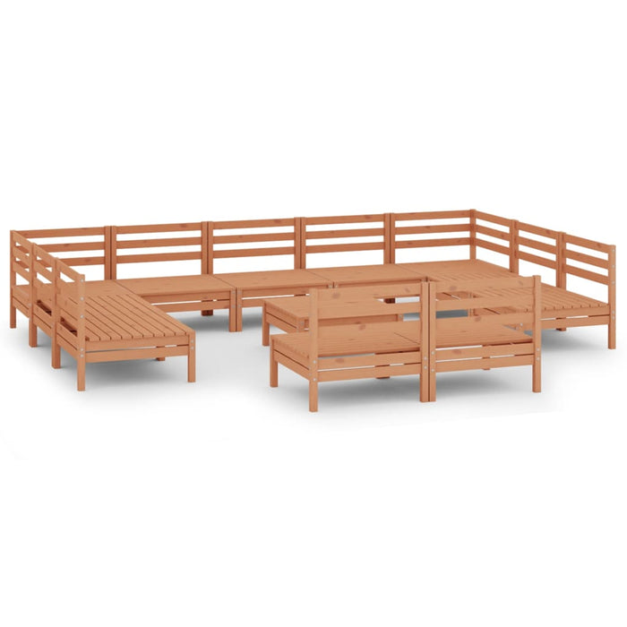 Set mobilier de grădină, 12 piese, maro miere, lemn masiv pin WALTI
