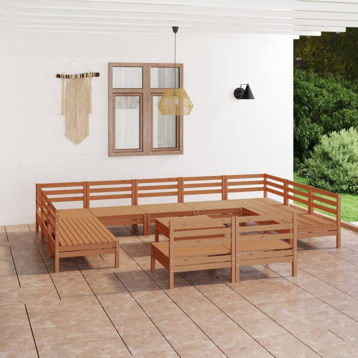 Set mobilier de grădină, 12 piese, maro miere, lemn masiv pin WALTI