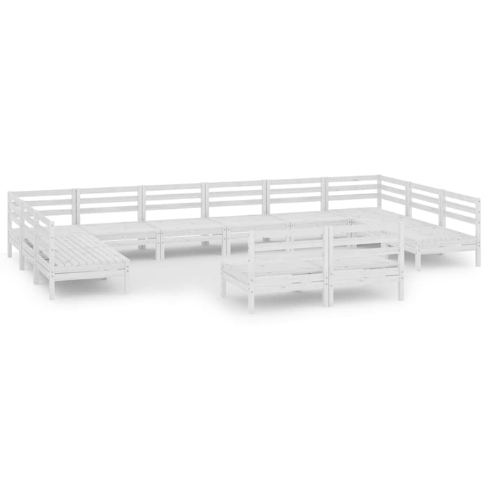 Set mobilier de grădină, 12 piese, alb, lemn masiv de pin - WALTI WALTI