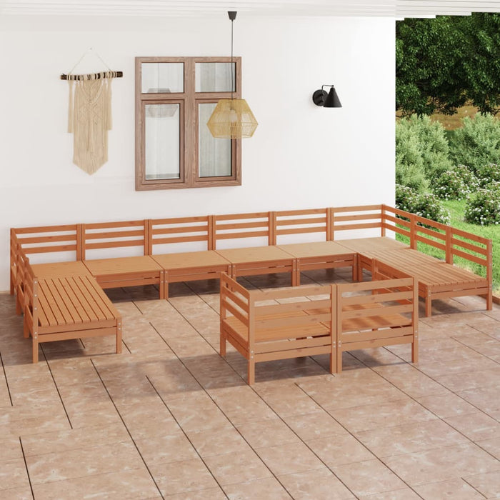 Set mobilier de grădină, 12 piese, maro miere, lemn masiv pin WALTI