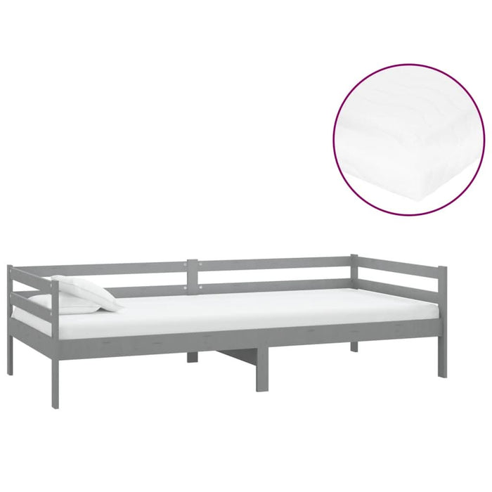 Pat de zi cu saltea, gri, 90x200 cm, lemn masiv de pin - WALTI WALTI