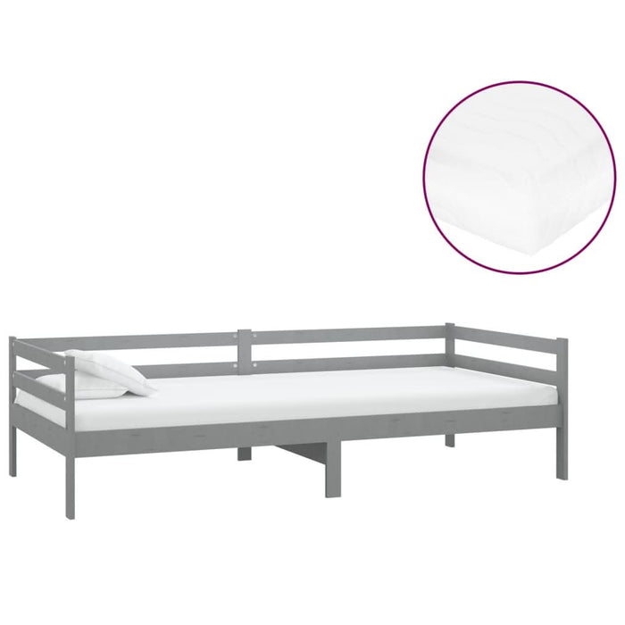 Pat de zi cu saltea, gri, 90x200 cm, lemn masiv de pin - WALTI WALTI
