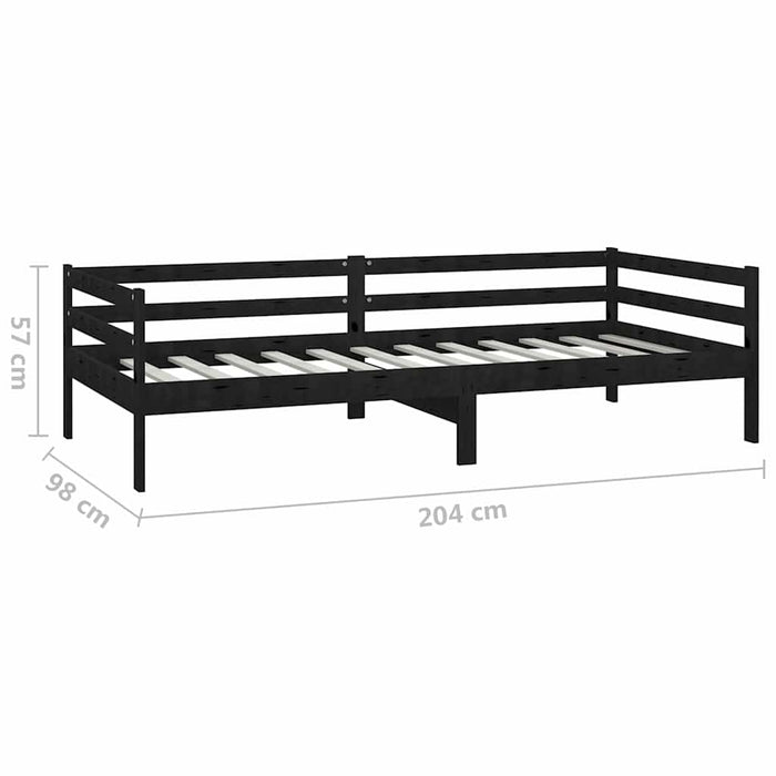 Pat de zi cu saltea, negru, 90x200 cm, lemn masiv de pin WALTI