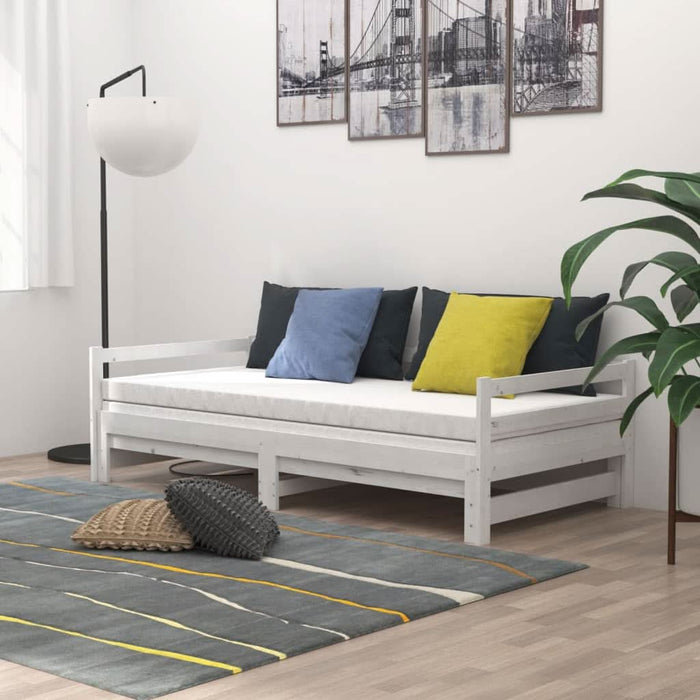 Pat extensibil de zi, 2x(90x200) cm, alb, lemn masiv de pin - WALTI WALTI