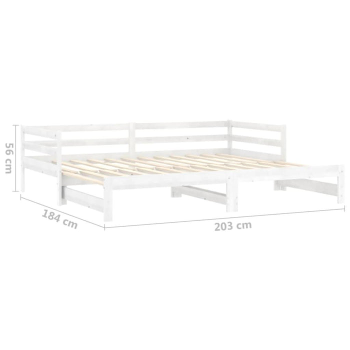 Pat extensibil de zi, 2x(90x200) cm, alb, lemn masiv de pin - WALTI WALTI