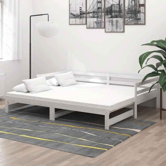 Pat extensibil de zi, 2x(90x200) cm, alb, lemn masiv de pin - WALTI WALTI