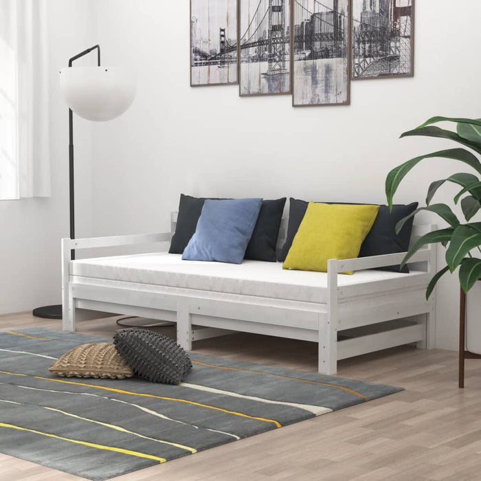 Pat extensibil de zi, 2x(90x200) cm, alb, lemn masiv de pin WALTI