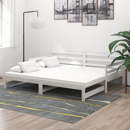Pat extensibil de zi, 2x(90x200) cm, alb, lemn masiv de pin - WALTI WALTI
