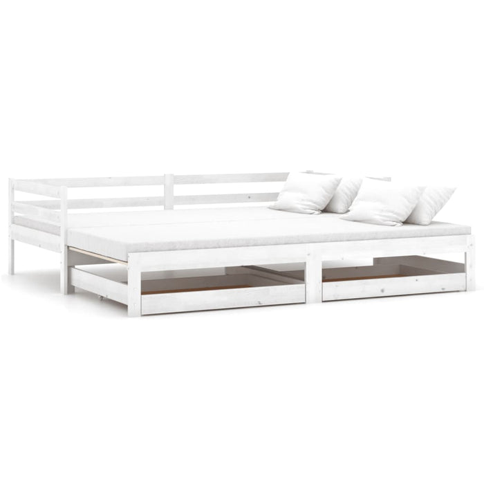 Pat extensibil de zi, 2x(90x200) cm, alb, lemn masiv de pin WALTI