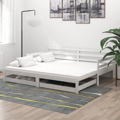 Pat extensibil de zi, 2x(90x200) cm, alb, lemn masiv de pin - WALTI WALTI