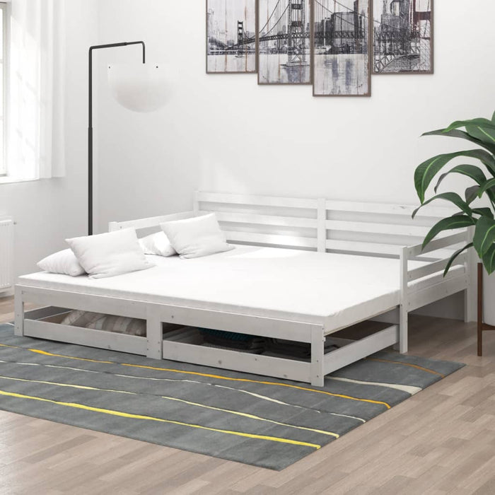 Pat extensibil de zi, 2x(90x200) cm, alb, lemn masiv de pin WALTI