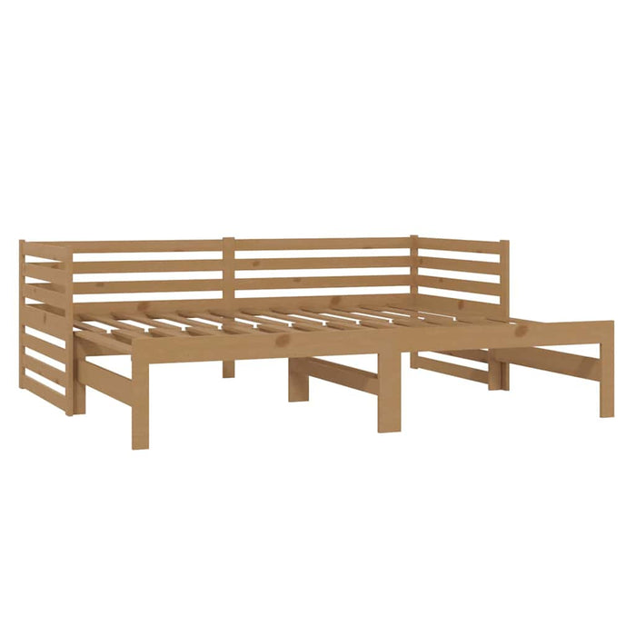 Pat extensibil de zi, 2x(90x200)cm, maro miere, lemn masiv pin WALTI