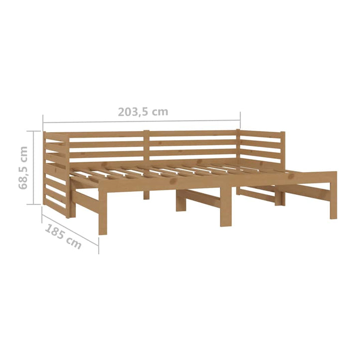 Pat extensibil de zi, 2x(90x200)cm, maro miere, lemn masiv pin WALTI