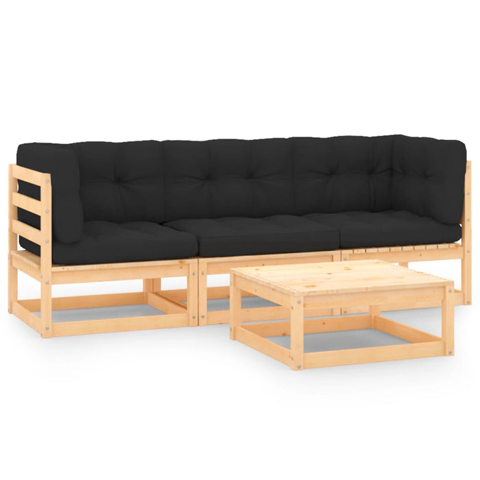 Set mobilier de grădină cu perne, 4 piese, lemn masiv de pin - WALTI WALTI