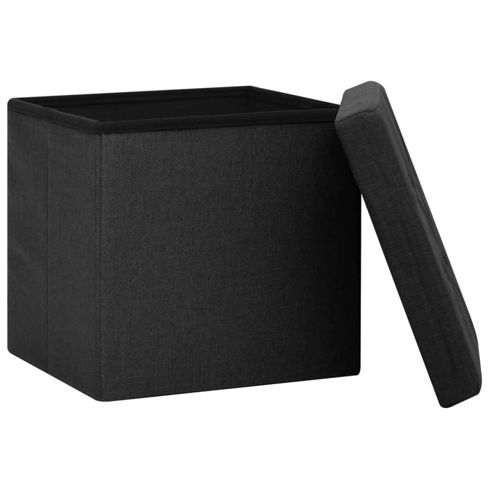Taburete de depozitare pliabile, 2 buc., negru, imitație pânză WALTI