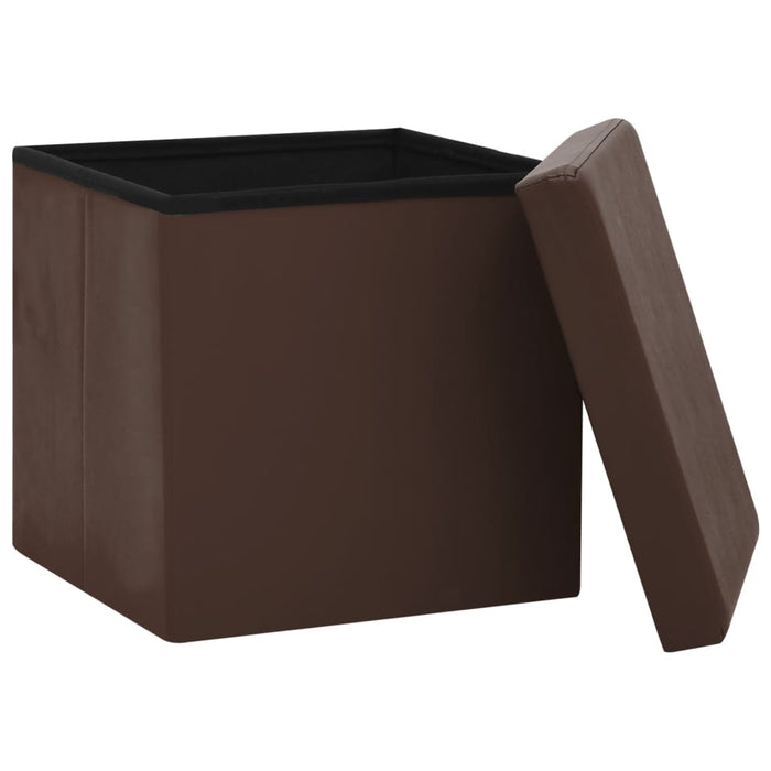 Taburet de depozitare pliabil, maro, PVC WALTI