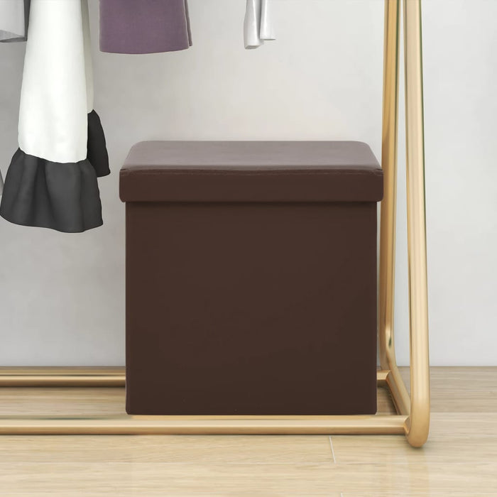 Taburet de depozitare pliabil, maro, PVC WALTI