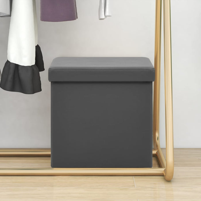 Taburet de depozitare pliabil, gri, PVC WALTI