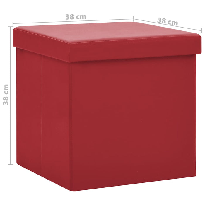 Taburete de depozitare pliabile, 2 buc., roșu vin, PVC WALTI