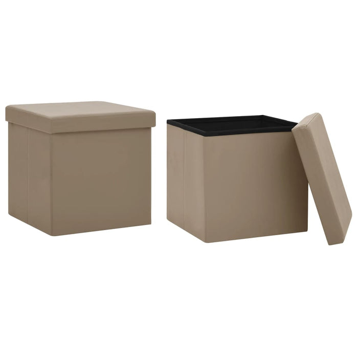 Taburete cu depozitare pliabile, 2 buc., cappuccino, PVC - WALTI WALTI