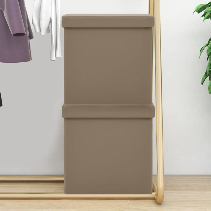 Taburete cu depozitare pliabile, 2 buc., cappuccino, PVC - WALTI WALTI