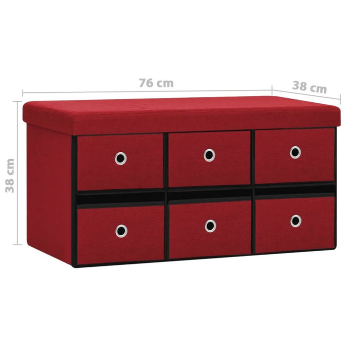 Bancă depozitare pliabilă, roşu vin, 76x38x38 cm imitație pânză - WALTI WALTI