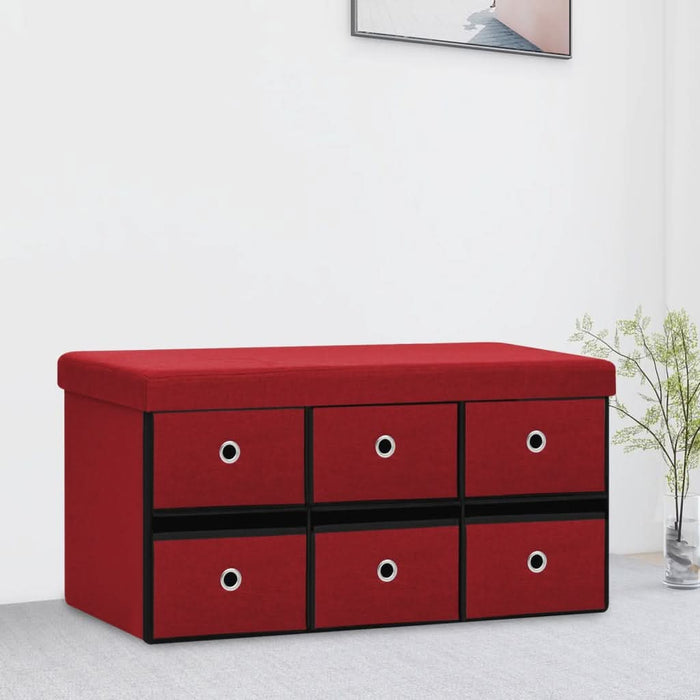 Bancă depozitare pliabilă, roşu vin, 76x38x38 cm imitație pânză - WALTI WALTI