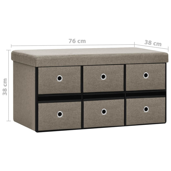 Bancă depozitare pliabilă gri taupe, 76x38x38 cm imitație pânză - WALTI WALTI