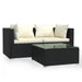 Set mobilier de grădină cu perne, 3 piese, negru, poliratan - WALTI WALTI