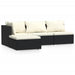 Set mobilier de grădină cu perne, 4 piese, negru, poliratan - WALTI WALTI