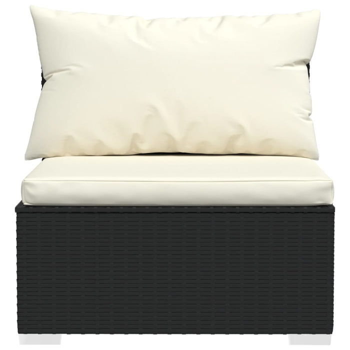 Set mobilier de grădină cu perne, 4 piese, negru, poliratan - WALTI WALTI