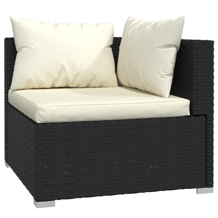 Set mobilier de grădină cu perne, 4 piese, negru, poliratan - WALTI WALTI