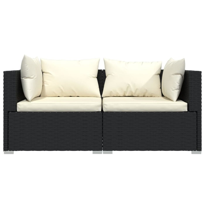 Set mobilier de grădină cu perne, 3 piese, negru, poliratan WALTI