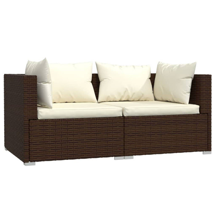 Set mobilier de grădină cu perne, 3 piese, maro, poliratan - WALTI WALTI