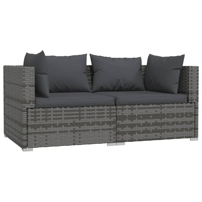 Set mobilier de grădină cu perne, 3 piese, gri, poliratan - WALTI WALTI